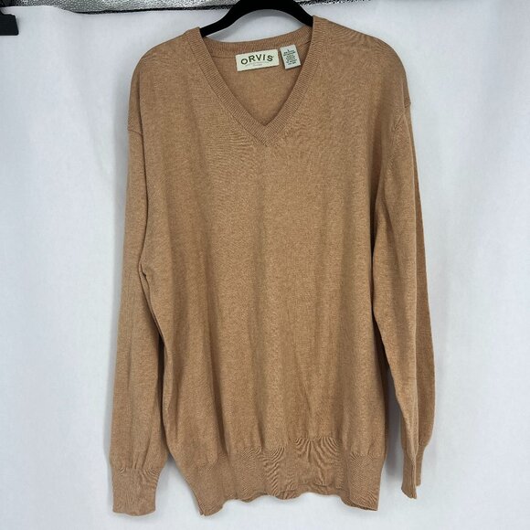 Orvis Other - Orvis Cashmere Blend Sweater Mens Large Beige Tan V Neck Neutral Lightweight